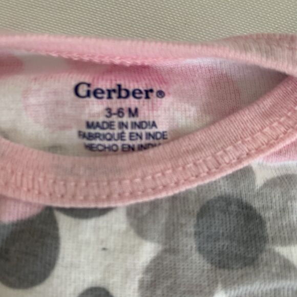 Gerber Bodysuits Bundle Baby Girl 3-6M Short Sleeve White Pink Polka Elephants - Picture 5 of 8